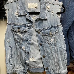 Rag & bone cropped distressed denim vest